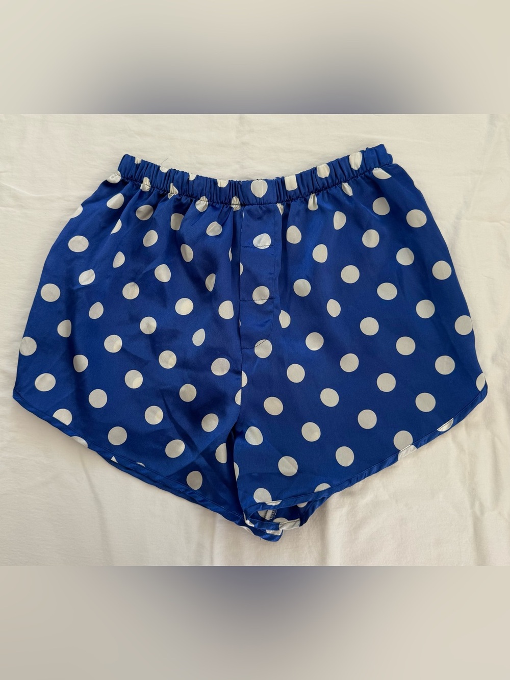 Vintage Victoria’s Secret Blue Polka Dot Satin Tap‎ Shorts Size M